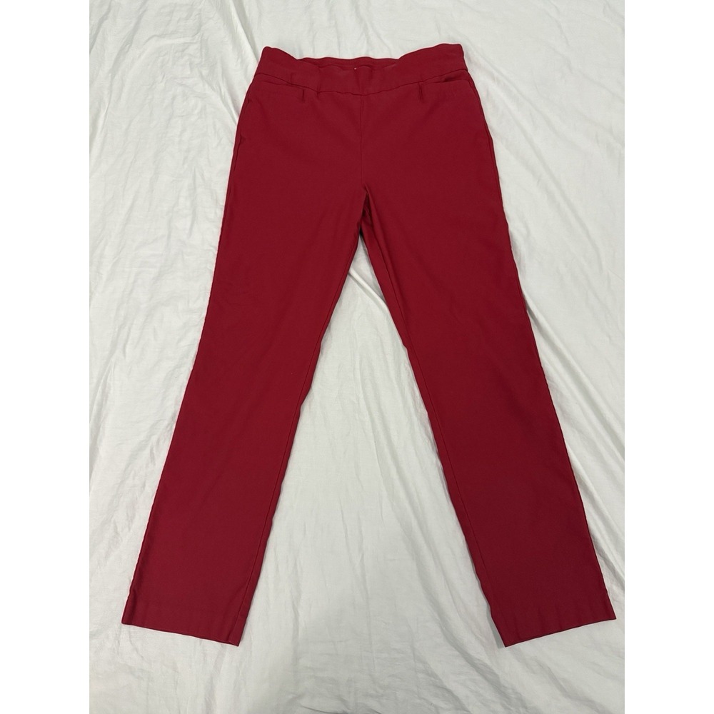 Kim Rogers Red Dress Pants Sz 12 Short Stretch Tummy Control Career Business
